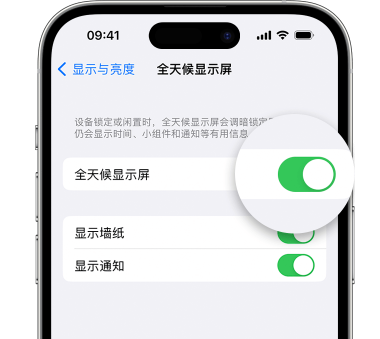 安远苹果15预约维修分享iPhone15如何设置全天候显示屏幕可见 